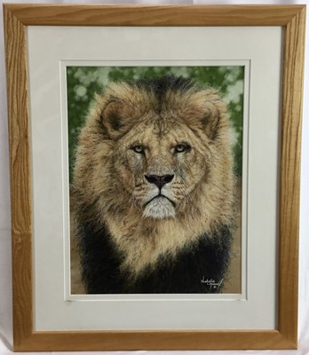 Lot 136 - Natalie Mascall (contemporary) pastel portrait of a Lion.