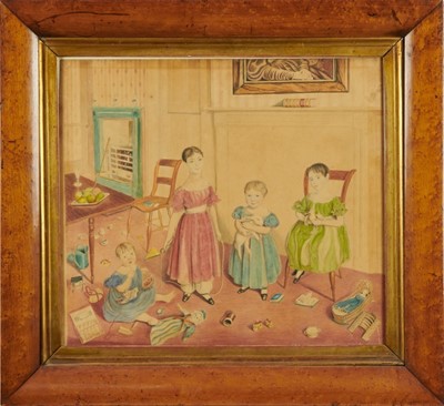 Lot 1087 - English School, circa 1830, family nursery group 
Provenance: Believed acquired from a house sale in Essex