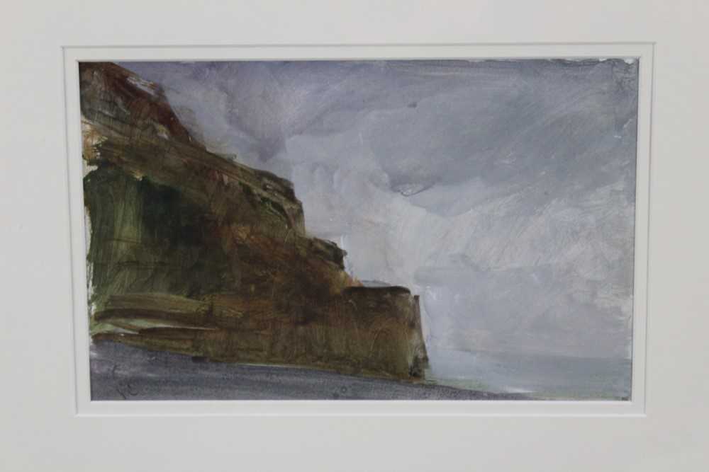 Lot 75 - *Peter Godfrey Coker (1926-2004) watercolour - Cliffs at Quiberville, initialled, 17cm x 27cm, in glazed frame