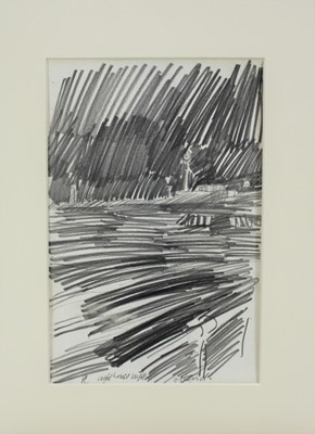 Lot 1177 - *Peter Godfrey Coker (1926-2004) pencil drawing - Lighthouse Night, Ostend, initialled and titled, 28cm x 18cm, mounted