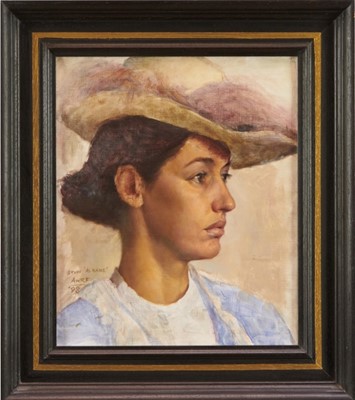 Lot 1173 - *Alex W. Russell Flint (b.1974) oil on canvas - Study 'Albane' signed with initials and dated '98, 30cm x 26cm, framed