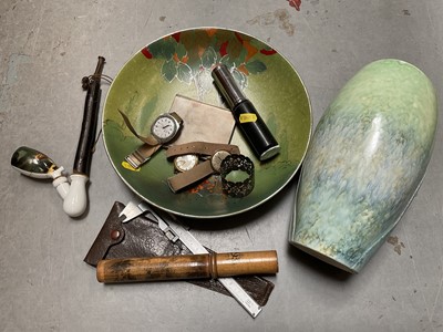 Lot 31 - Armand Ware dish three watches, vase, silver cigarette case, other items