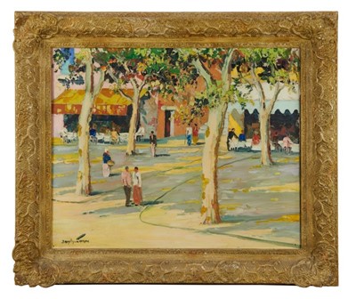 Lot 978 - *Cecil Rockford Doyly John (1906-1993), oil on canvas, Figures in a Mediterranean street, signed, inscribed verso, 42cm x 52cm, framed