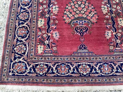 Lot 1442 - Fine pair of pink ground Pakistani Kashan design rugs
