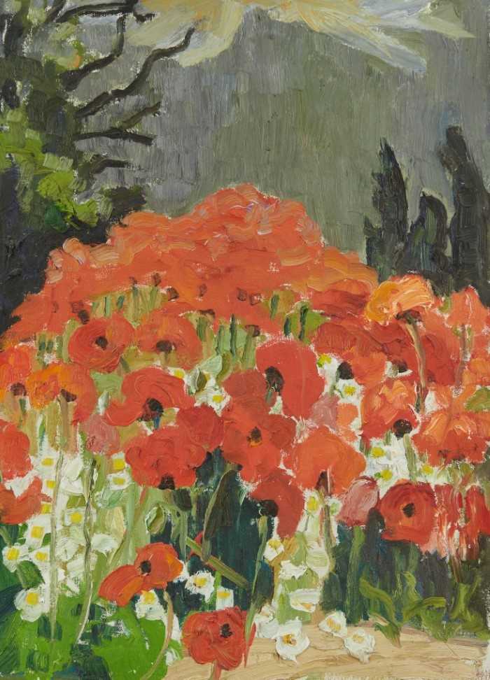 Lot 900 - *Lucy Harwood (1883-1972) oil on canvas - The Poppy Field, signed verso, 56cm x 41cm, unframed