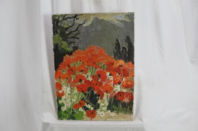 Lot 900 - *Lucy Harwood (1883-1972) oil on canvas - The Poppy Field, signed verso, 56cm x 41cm, unframed