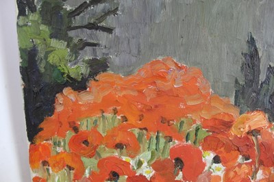 Lot 900 - *Lucy Harwood (1883-1972) oil on canvas - The Poppy Field, signed verso, 56cm x 41cm, unframed