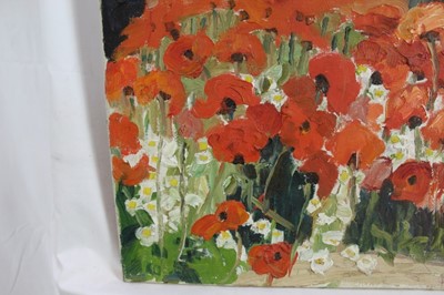 Lot 900 - *Lucy Harwood (1883-1972) oil on canvas - The Poppy Field, signed verso, 56cm x 41cm, unframed