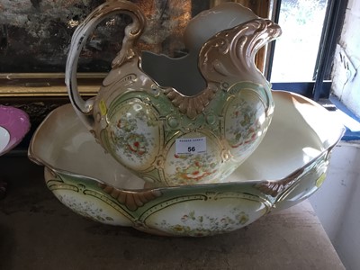 Lot 56 - Edwardian wash jug and bowl of shaped form