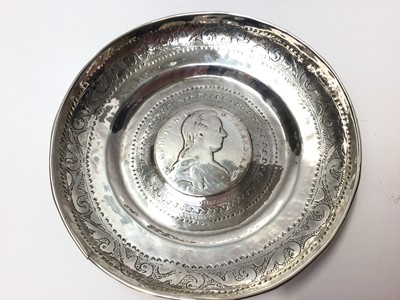 Lot 22 - Two Continental silver dishes mounted with coins