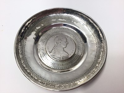 Lot 22 - Two Continental silver dishes mounted with coins