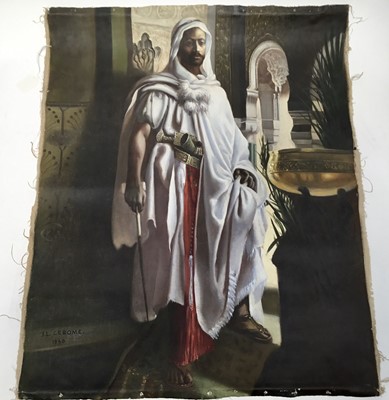 Lot 391 - After J. L. Gerome, oil on unstretched canvas - an Eastern attendant, bearing signature