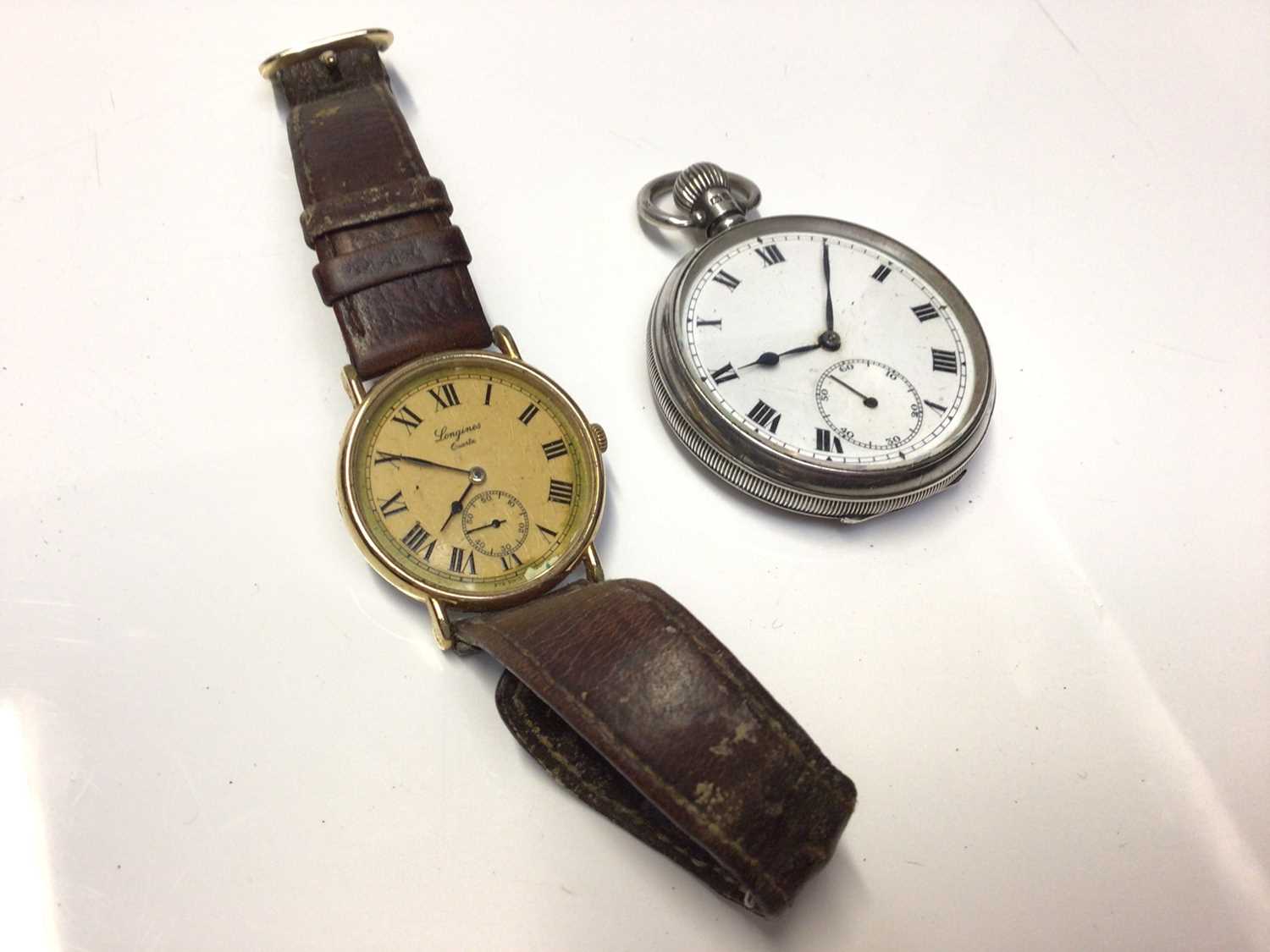 Lot 41 - Longines Quartz wristwatch and a silver cased pocket watch