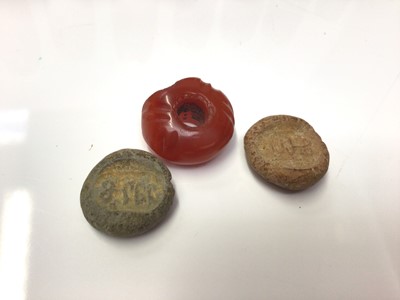 Lot 42 - Collection of Chinese carved carnelian tubular beads and others