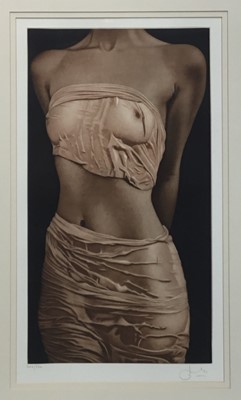Lot 41 - Willi Kissmer (b. 1951) signed limited edition etching, female torso, no. 209 / 250, mounted in glazed frame, 37 x 64cm