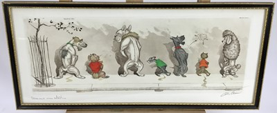 Lot 455 - Boris O’Klein “Dirty Dogs of Paris” etching - 'Comme nos Maitres', 51cm overall in glazed Hogarth frame
