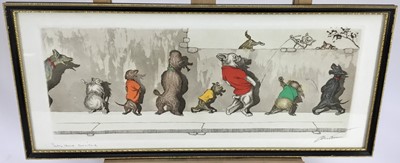Lot 52 - Boris O’Klein “Dirty Dogs of Paris” etching - 'Sus aux curieux', 51cm overall in glazed Hogarth frame