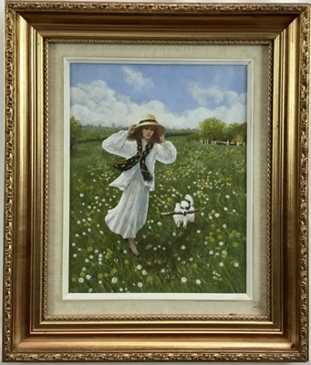 Lot 123 - Edna Elwell Contemporary egg tempera on gesso panel - 'Morning Run', signed, titled and dated 1999 verso, behind glass in gilt frame