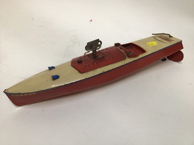 Lot 1895 - Hornby clockwork speedboat, together with an antique doll