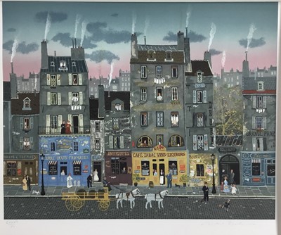 Lot 344 - Michel Delacroix (b. 1933) lithograph - Street scene, signed and numbered 77/200, image 41 x 51cm