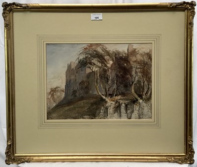Lot 105 - James Duffield Harding (1797-1863) watercolour - probably Framlingham Castle, in good Victorian frame