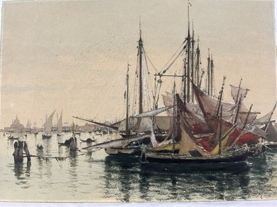 Lot 67 - Clara Montalba (1840-1929) watercolour - Venice, signed and dated ‘77, 37cm x 27cm unframed