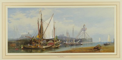 Lot 1167 - George Henry Andrews watercolour - Dutch fishing harbour