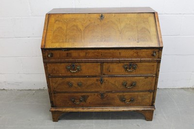 Lot 1287 - George I walnut veneered bureau