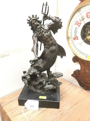 Lot 331 - Bronze sculpture of Neptune, on black marble plinth