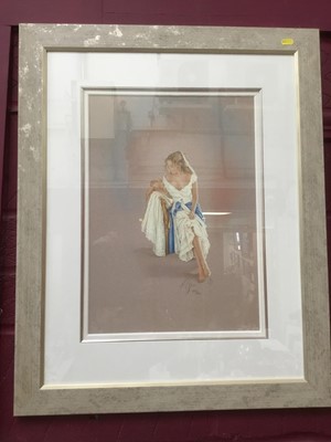 Lot 218 - K. Bryce? Signed limited edition print, a seated lady, no, 357 / 500, in glazed frame.