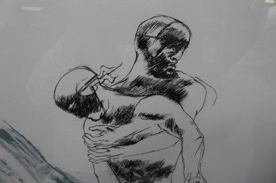 Lot 998 - *Dame Elisabeth Frink (1930-1993) lithograph signed artist's proof - two figures on a horse 'Man and horse IV', 59cm x 82cm in glazed frame