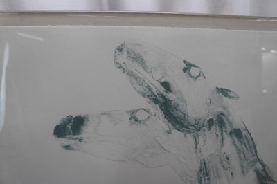 Lot 998 - *Dame Elisabeth Frink (1930-1993) lithograph signed artist's proof - two figures on a horse 'Man and horse IV', 59cm x 82cm in glazed frame