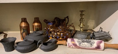 Lot 249 - Lot Wedgwood black Basalt teaware and decorative china and metalware
