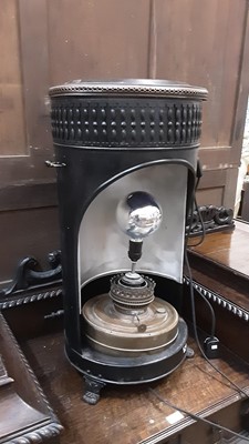 Lot 943 - Three large tin oil heaters converted to electric