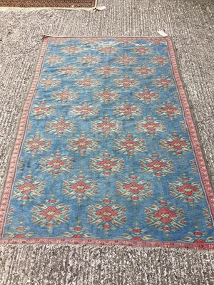 Lot 1450 - Kelim rug on blue ground 130cm x 200cm