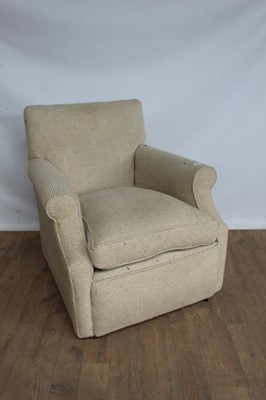 Lot 1001 - Early 20th century arm chair upholstered in neutral fabric
