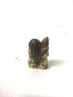 Lot 38 - 19th century Japanese cared ivory netsuke of a Noh theatre figure with revolving head, 5.5cm high