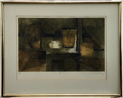 Lot 14 - René Carcan (1925-1993) signed etching - abstract, E/A, 49cm x 33cm mounted in glazed gilt frame