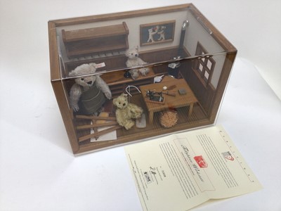 Lot 1806 - Steiff 2002 Teddybear Workshop diorama, limited edition no. 688/1902. boxes for accessories and outer box for diorama, with certificate.