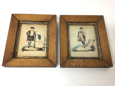 Lot 188 - Pair of 19th century English School watercolours - 'To Edinburgh' and 'To York', in glazed maple veneered frames, together with another similar frame (3)
