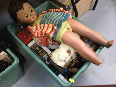 Lot 433 - One box of assorted toys to include Action Man, a doll and model cars