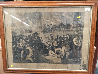Lot 90 - Antique maple framed old print of the Death of Nelson