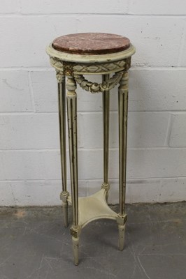 Lot 1284 - French cream painted torchere with rouge marble top