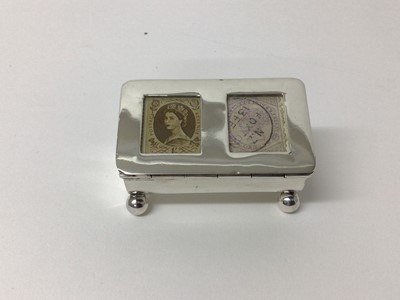 Lot 192 - Silver double stamp box on ball feet, two compartments, hallmarked Birmingham 1899