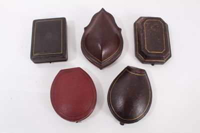 Lot 628 - Five Victorian leather covered velvet lined locket jewellery cases