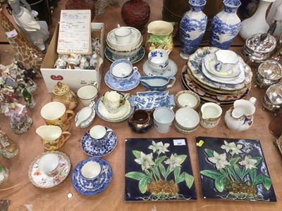 Lot 342 - Royal Worcester blush ivory jug, mug and pot pourrie vase, together with a collection of teawares, 18th century and later including Shelley.