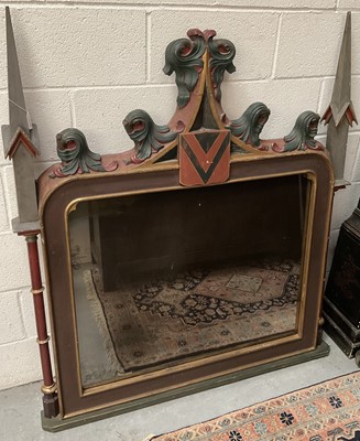 Lot 1410 - 19th century polychrome painted gothic mirror