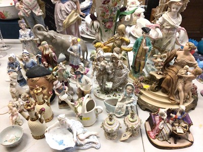 Lot 290 - Group Continental porcelain figures, animals and other ceramics