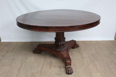 Lot 1317 - Regency rosewood circular dining table
