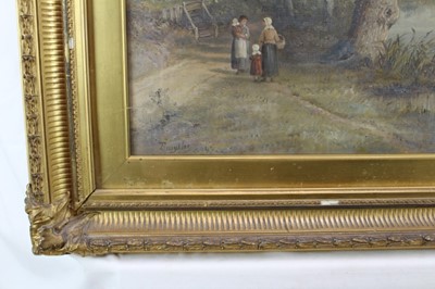 Lot 1111 - Thomas Smythe oil on canvas figures beside a river